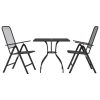 3 pcs conjunto de jantar para jardim rede de metal antracite - Image 2