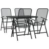 5 pcs conjunto de jantar para jardim rede de metal antracite - Image 2