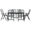 7 pcs conjunto de jantar para jardim rede de metal antracite - Image 2