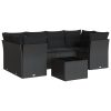 7 pcs conjunto de sofás p/ jardim c/ almofadões vime PE preto - Image 2