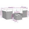7 pcs conjunto de sofás p/ jardim c/ almofadões vime PE preto - Image 3