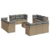 13 pcs conjunto de sofás p/ jardim com almofadões vime PE bege - Image 2