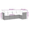 5 pcs conjunto sofás de jardim com almofadões vime PE preto - Image 3
