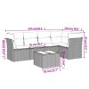 6 pcs conjunto sofás de jardim c/ almofadões vime PE preto - Image 3