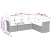 6 pcs conjunto sofás de jardim c/ almofadões vime PE preto - Image 3