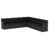 9 pcs conjunto de sofás p/ jardim c/ almofadões vime PE preto - Image 2