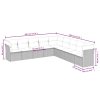 9 pcs conjunto de sofás p/ jardim c/ almofadões vime PE preto - Image 3