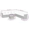 10 pcs conjunto sofás de jardim c/ almofadões vime PE preto - Image 3