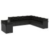 11 pcs conjunto sofás de jardim c/ almofadões vime PE preto - Image 2