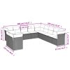 11 pcs conjunto sofás de jardim c/ almofadões vime PE preto - Image 3