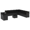 12 pcs conjunto de sofás de jardim c/ almofadões vime PE preto - Image 2