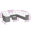 12 pcs conjunto de sofás de jardim c/ almofadões vime PE preto - Image 3