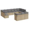 13 pcs conjunto de sofás p/ jardim com almofadões vime PE bege - Image 2