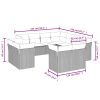 11 pcs conjunto sofás de jardim c/ almofadões vime PE preto - Image 3