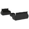 6 pcs conjunto sofás de jardim c/ almofadões vime PE preto - Image 2