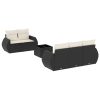 6 pcs conjunto sofás de jardim c/ almofadões vime PE preto - Image 2