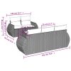 6 pcs conjunto sofás de jardim c/ almofadões vime PE preto - Image 3