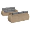 7 pcs conjunto de sofás p/ jardim com almofadões vime PE bege - Image 2