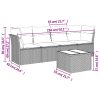 5 pcs conjunto sofás de jardim c/ almofadões vime PE cinzento - Image 3