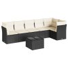 7 pcs conjunto de sofás p/ jardim c/ almofadões vime PE preto - Image 2