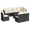 9 pcs conjunto de sofás p/ jardim c/ almofadões vime PE preto - Image 2