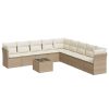 10 pcs conjunto de sofás p/ jardim com almofadões vime PE bege - Image 2