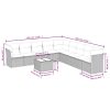 10 pcs conjunto sofás de jardim c/ almofadões vime PE cinzento - Image 3