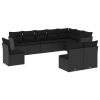 10 pcs conjunto sofás de jardim c/ almofadões vime PE preto - Image 2