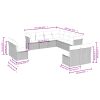 11 pcs conjunto sofás de jardim c/ almofadões vime PE preto - Image 3