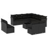12 pcs conjunto de sofás de jardim c/ almofadões vime PE preto - Image 2