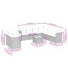 10 pcs conjunto sofás de jardim c/ almofadões vime PE preto - Image 3