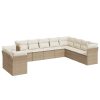10 pcs conjunto de sofás p/ jardim com almofadões vime PE bege - Image 2