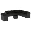 12 pcs conjunto de sofás de jardim c/ almofadões vime PE preto - Image 2