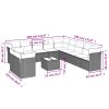 12 pcs conjunto de sofás de jardim c/ almofadões vime PE preto - Image 3