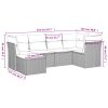 6 pcs conjunto sofás de jardim c/ almofadões vime PE preto - Image 3