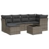 7 pcs conjunto sofás p/ jardim c/ almofadões vime PE cinzento - Image 2