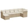 7 pcs conjunto de sofás p/ jardim com almofadões vime PE bege - Image 2
