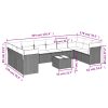 11 pcs conjunto sofás de jardim c/ almofadões vime PE bege - Image 3