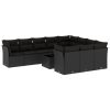 11 pcs conjunto sofás de jardim c/ almofadões vime PE preto - Image 2