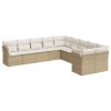 10 pcs conjunto de sofás p/ jardim com almofadões vime PE bege - Image 2
