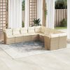 10 pcs conjunto de sofás p/ jardim com almofadões vime PE bege