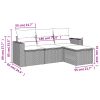 4 pcs conjunto de sofás para jardim c/ almofadões vime PE preto - Image 3
