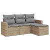 4 pcs conjunto de sofás para jardim c/ almofadões vime PE bege - Image 2