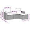 4 pcs conjunto de sofás para jardim c/ almofadões vime PE bege - Image 3