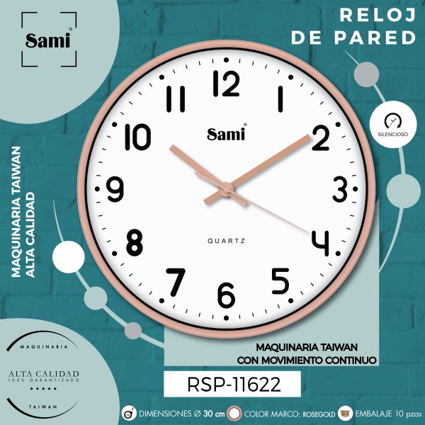 RELOJ DE PARED SAMI RED. 30CM RGOLD - Image 2