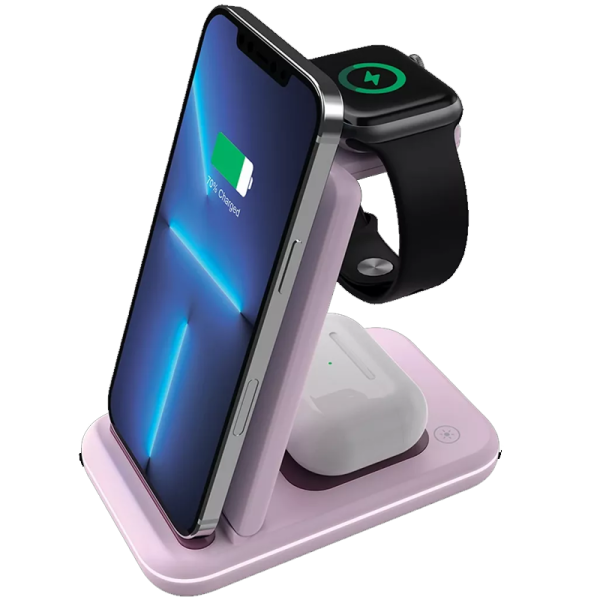CANYON CARGADOR INALÁMBRICO PLEGABLE WS-304 15W 2EN1 ROSA PÁLIDO