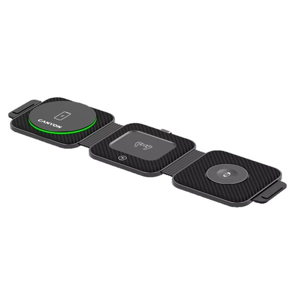 CANYON CARGADOR INALÁMBRICO PLEGABLE WS-305 3-IN-1 NEGRO