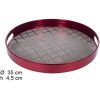 BANDEJA REDONDA ROJA DECORADA CUADROS - 35X35X4.5CM - Image 2