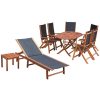 9 pcs conjunto de jantar jardim c/ almofadões acácia maciça