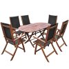9 pcs conjunto de jantar jardim c/ almofadões acácia maciça - Image 2